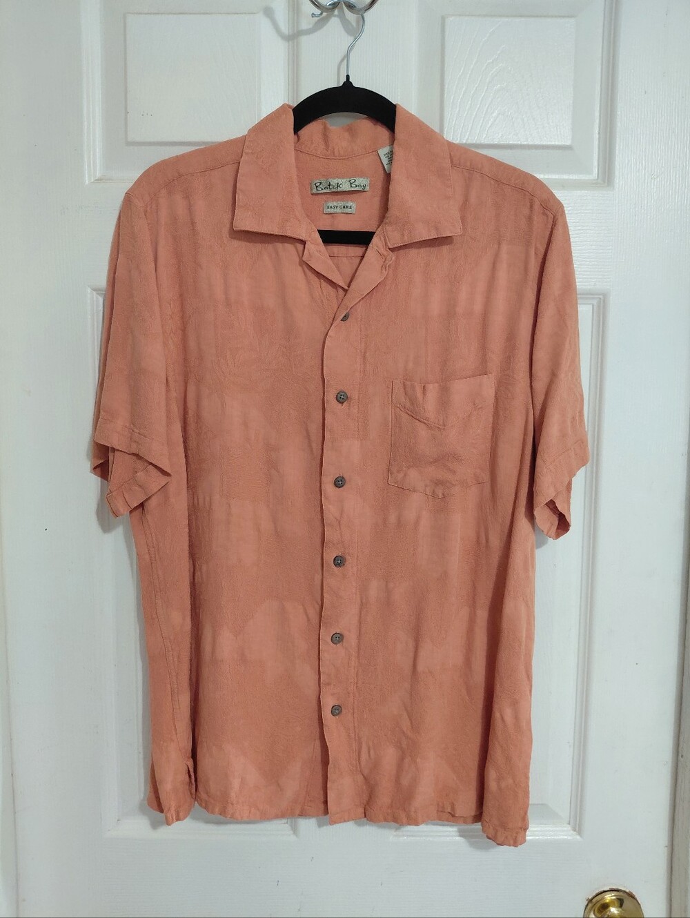 Batik Bay Coral Tropical Aloha Hawaiian Button Down Shirt Summer Beach Vacation